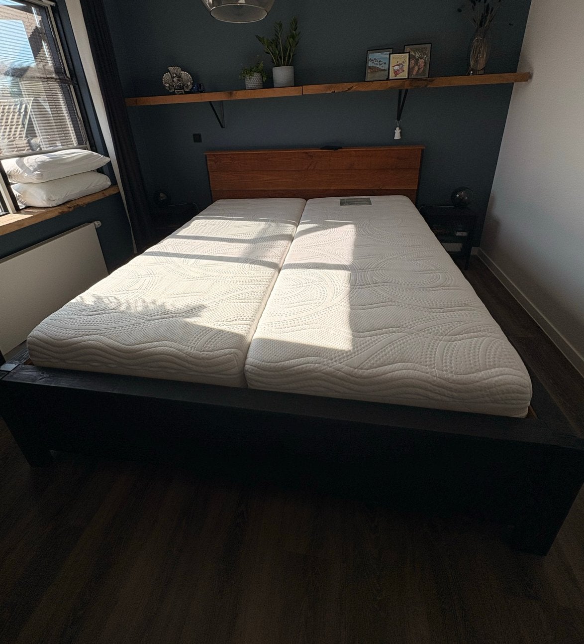 Zelfgemaakt bed 180x200 cm, Ophalen, Gebruikt, Zwart, Tweepersoons