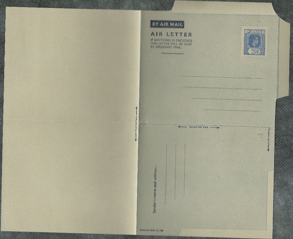 FIJI 1949 G.VI. 3d. ultramarine Airletter, H&G: F-2, MINT., Verzenden, Postfris