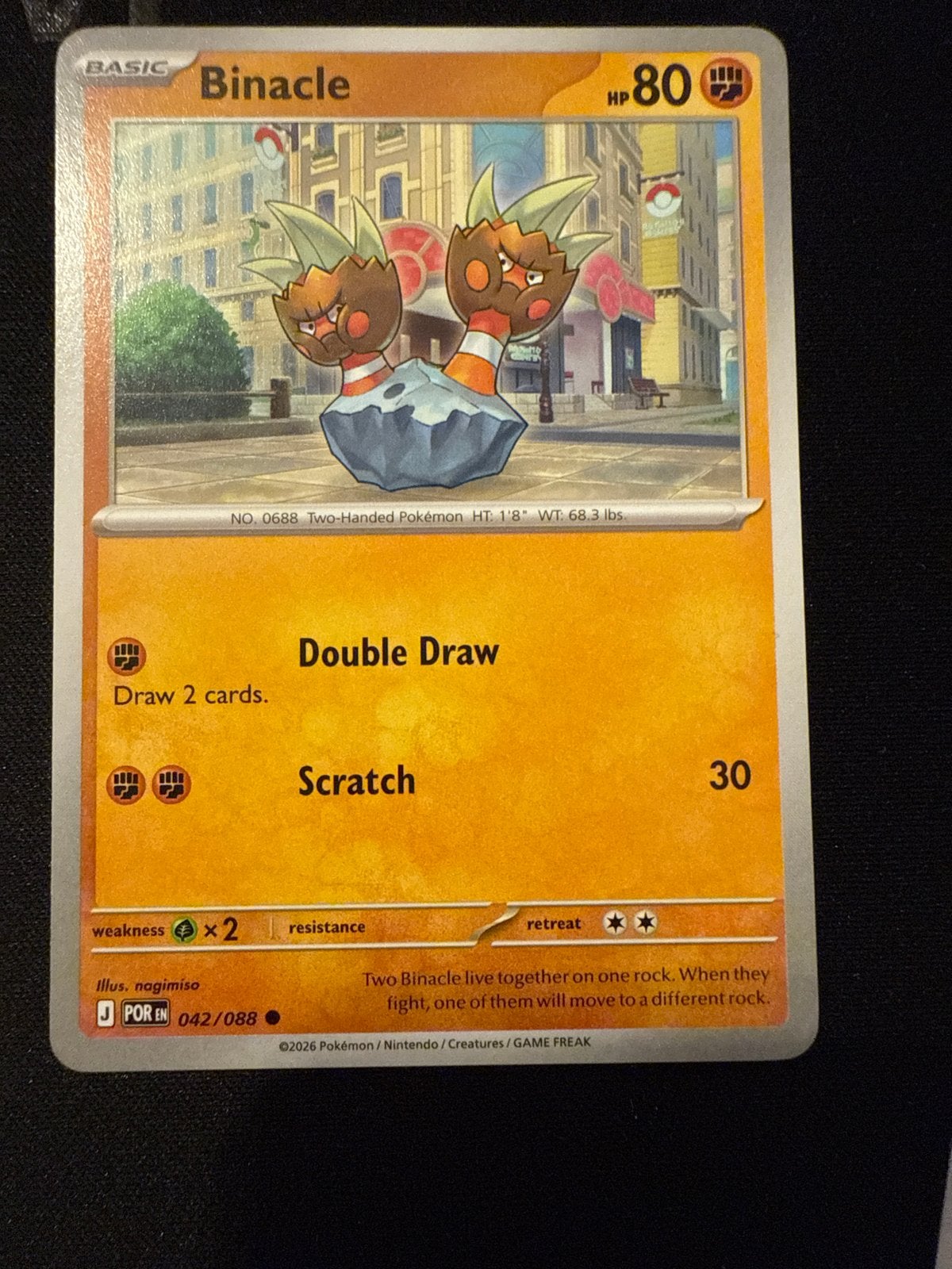 Pokémon Kaart: Binacle (042/088) - Basic, HP 80, Ophalen of Verzenden, Zo goed als nieuw, Losse kaart