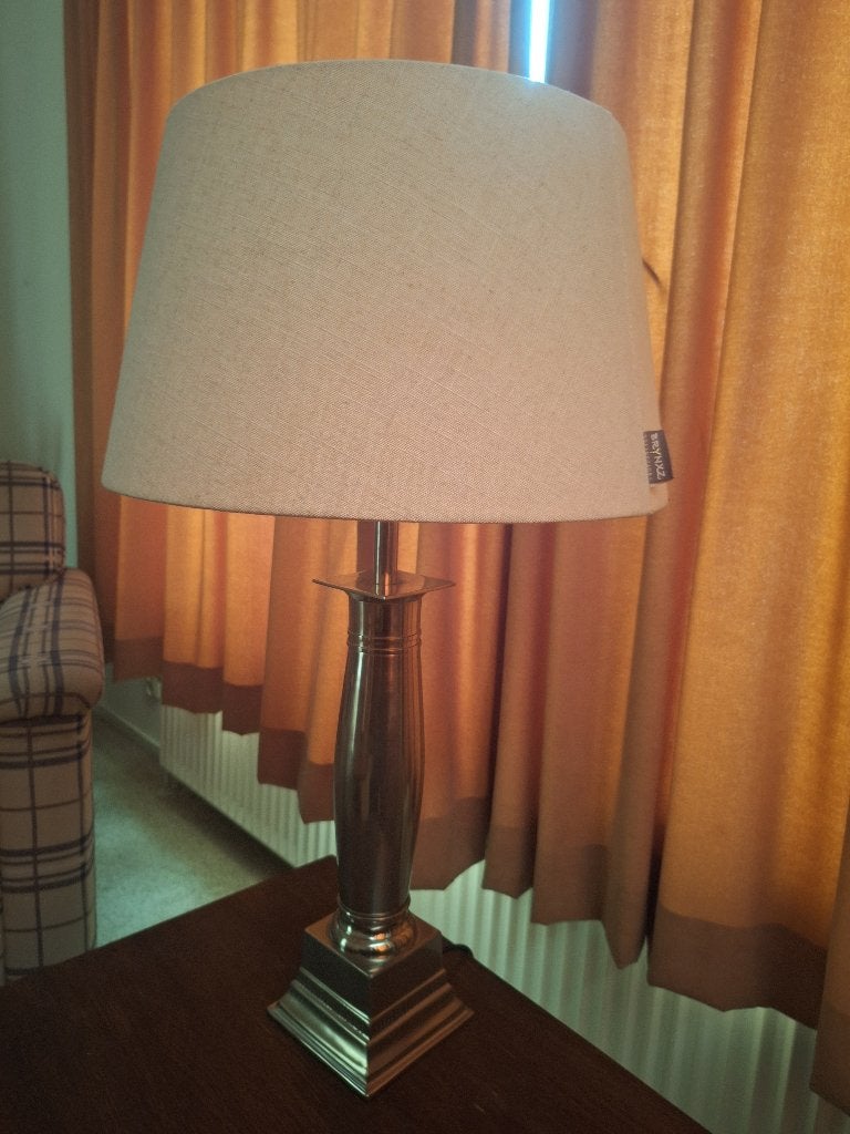 Tafellamp zilver/beige, Overige typen, Gebruikt, Met schakelaar, 51 cm