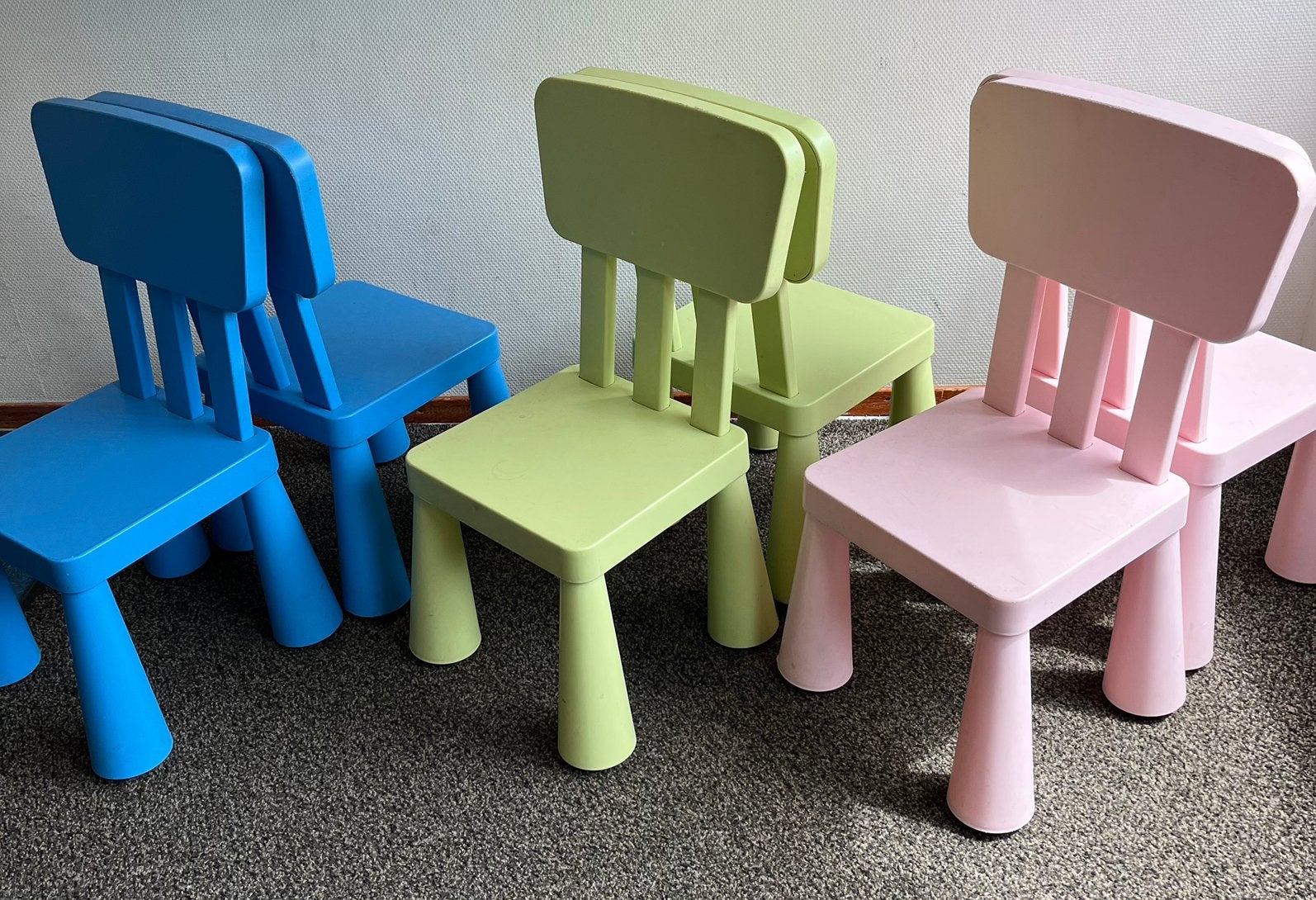 Ikea Mammut roze, groen, blauw, Ophalen, Gebruikt, Stoel(en)