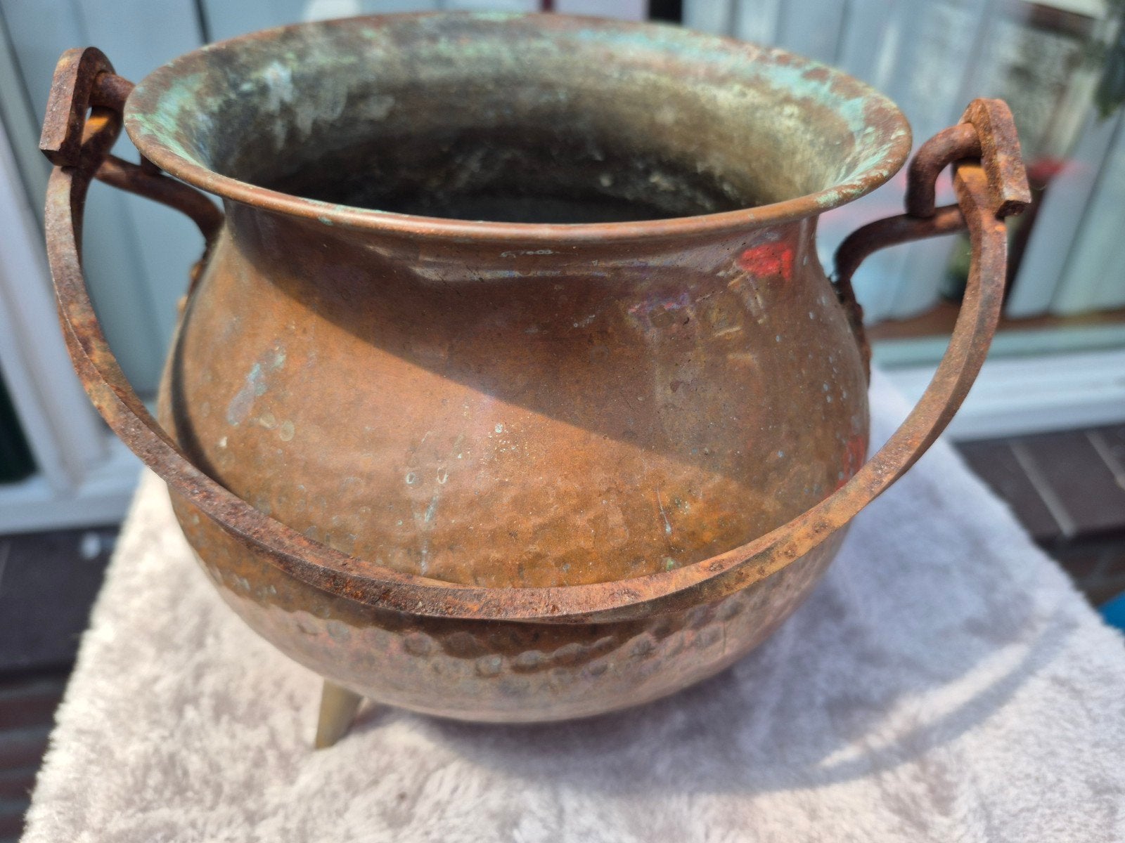 Antieke Handgehamerde Koperen Ketel - Heksenketel, Antiek en Kunst, Antiek | Koper en Brons, Ophalen of Verzenden