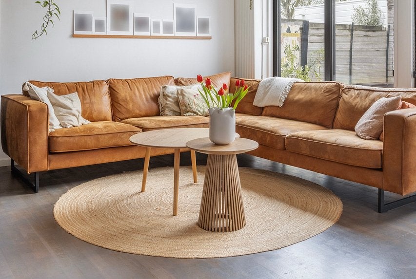 Rond jute vloerkleed, Huis en Inrichting, Ophalen, Gebruikt, Beige, Rond