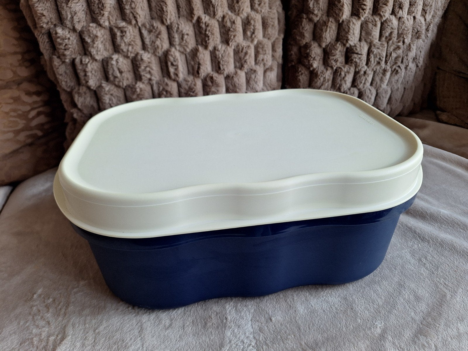 Tupperware bewaardoos blauw met wit deksel, Ophalen, Gebruikt, Bewaardoos, Blauw