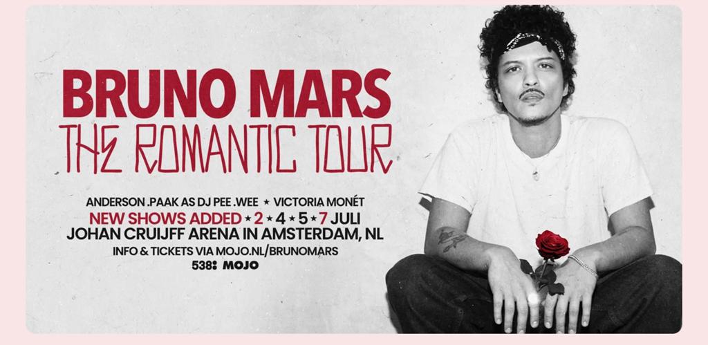 Bruno mars in de Arena, Tickets en Kaartjes, Twee personen, Juli