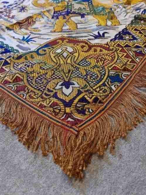 Boho tafelkleed goud India jachttafereel olifant leeuw, Huis en Inrichting, Gebruikt, Etten-Leur, DJT@dejuistetoon.eu, Ophalen of Verzenden