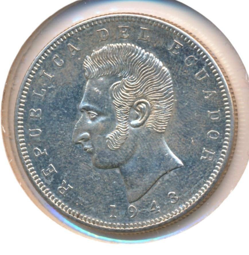 Ecuador 5 Sucres 1943, Postzegels en Munten, Ophalen of Verzenden, Zuid-Amerika, Losse munt