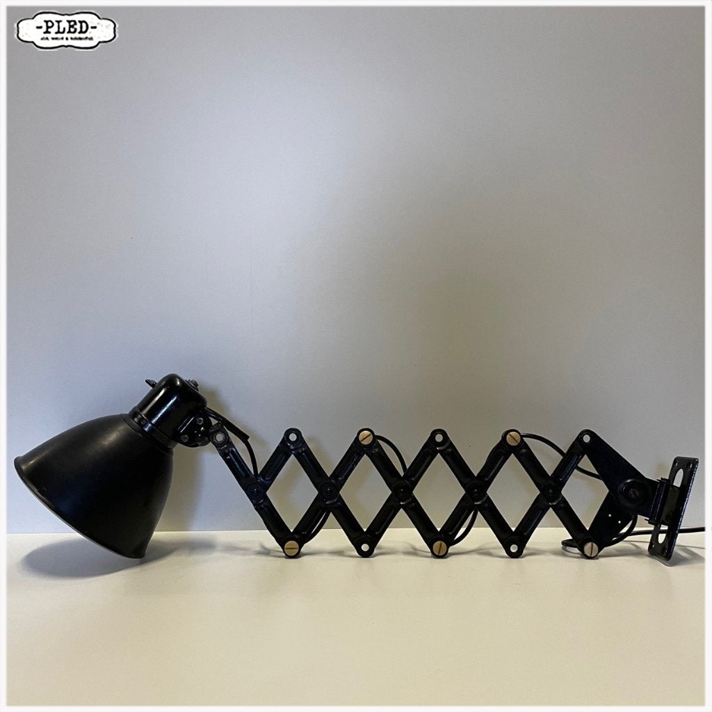 Industriele schaarlamp, REIF Dresden, DDR / Bauhaus € 169,00, Met schakelaar, Gebruikt, Zwart, Industrieel