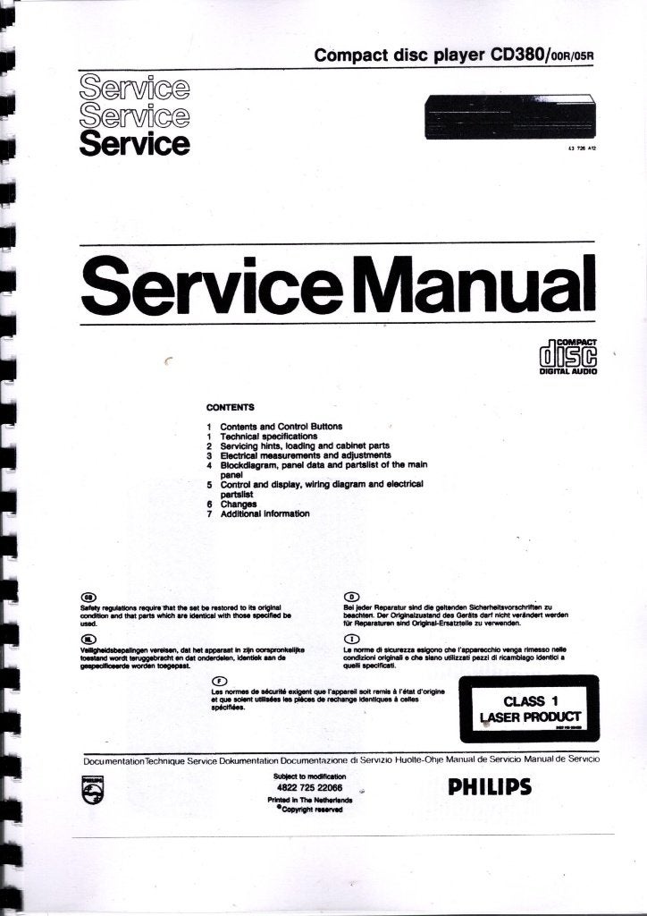philips dcc 380 service manual, Verzenden, Nieuw