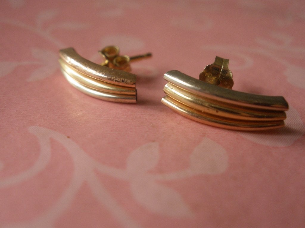 Tricolour Gouden oorbellen uit Zeeuwse Boedel 14 karaat, Ophalen of Verzenden, Zo goed als nieuw, Goud, Goud