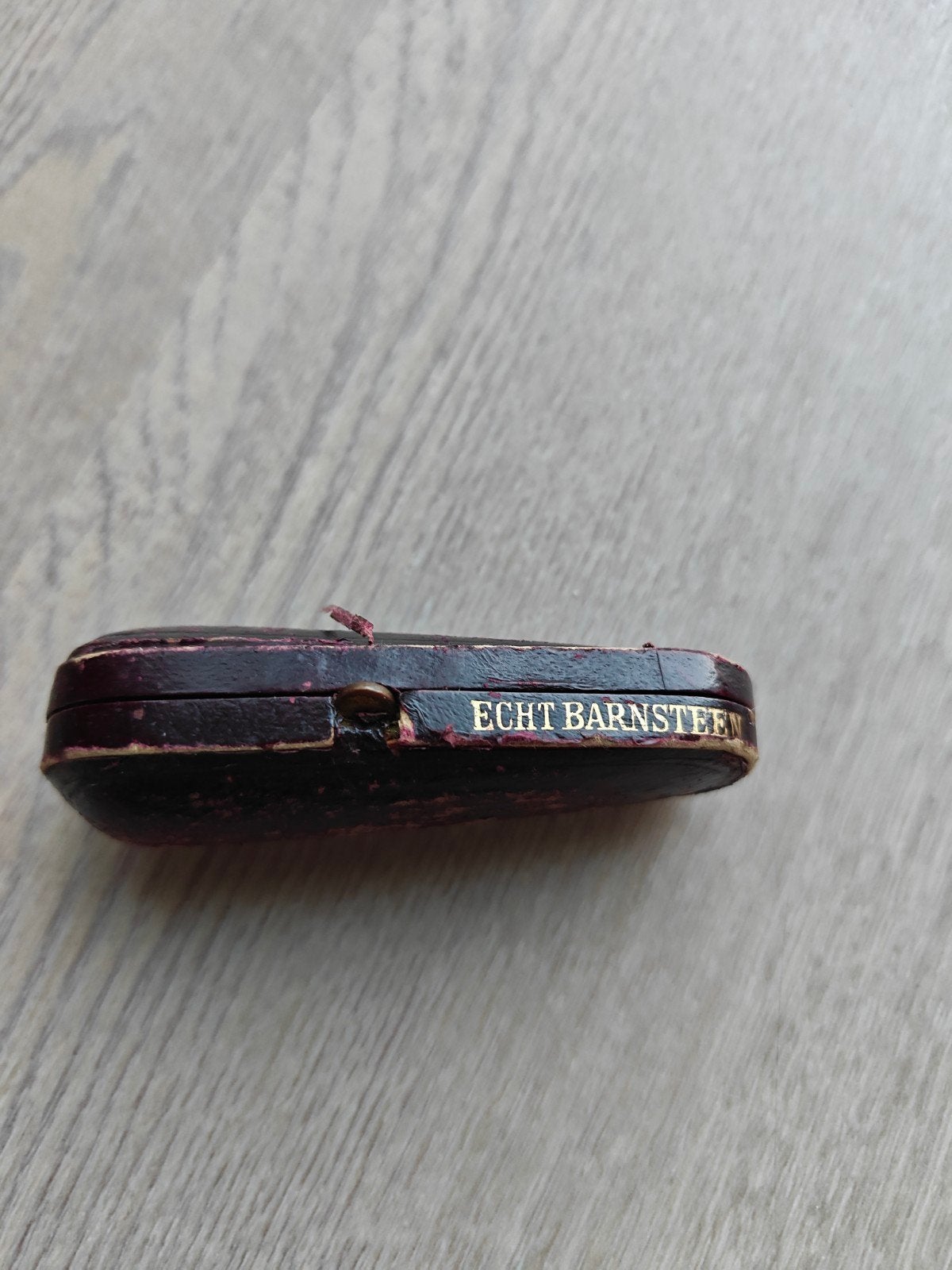 Antieke Echt Barnsteen Sigarettenhouder in Etui, Ophalen