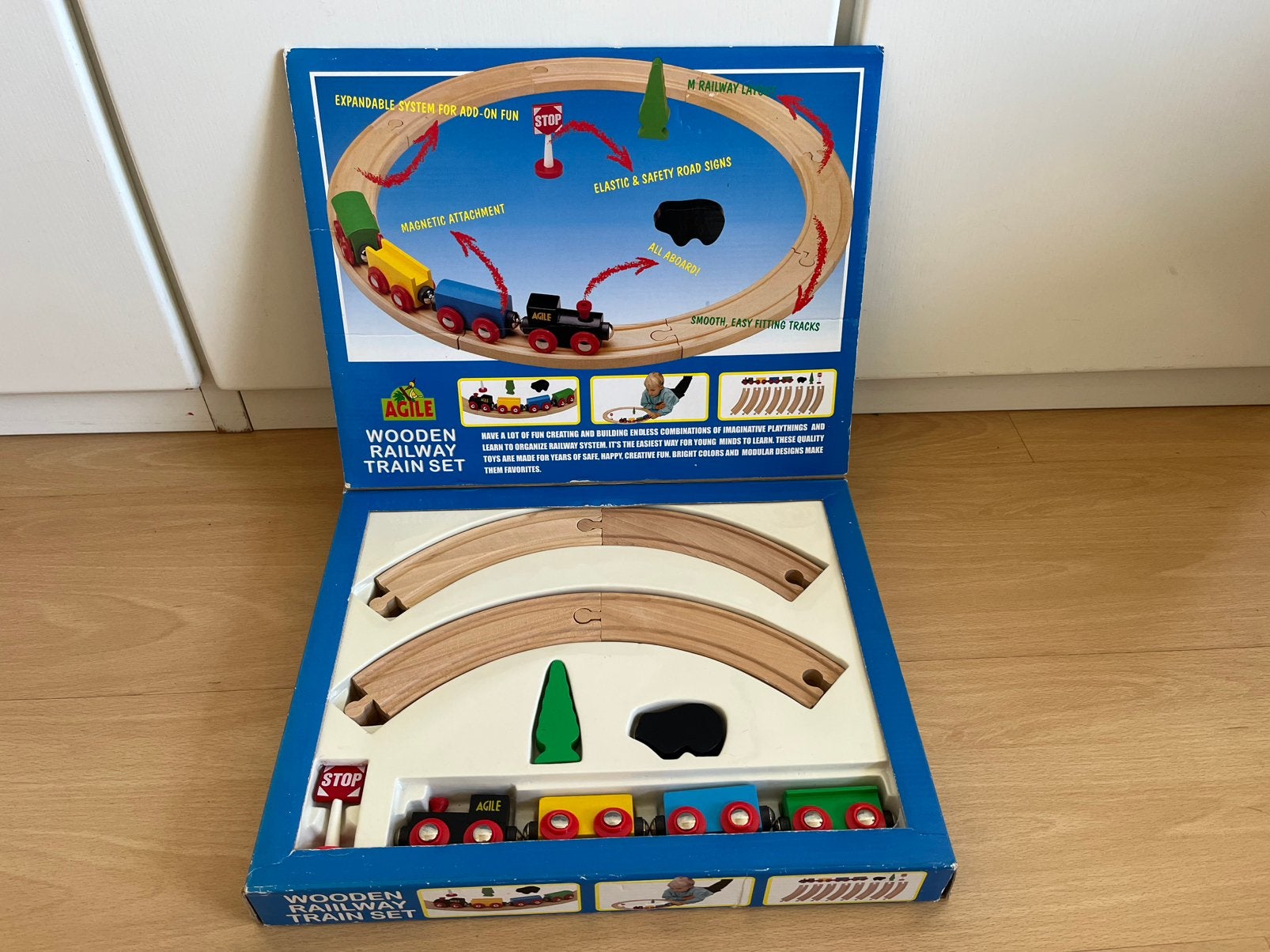 Houten treinbaan, Kinderen en Baby's, Speelgoed | Houten speelgoed, Ophalen, Gebruikt