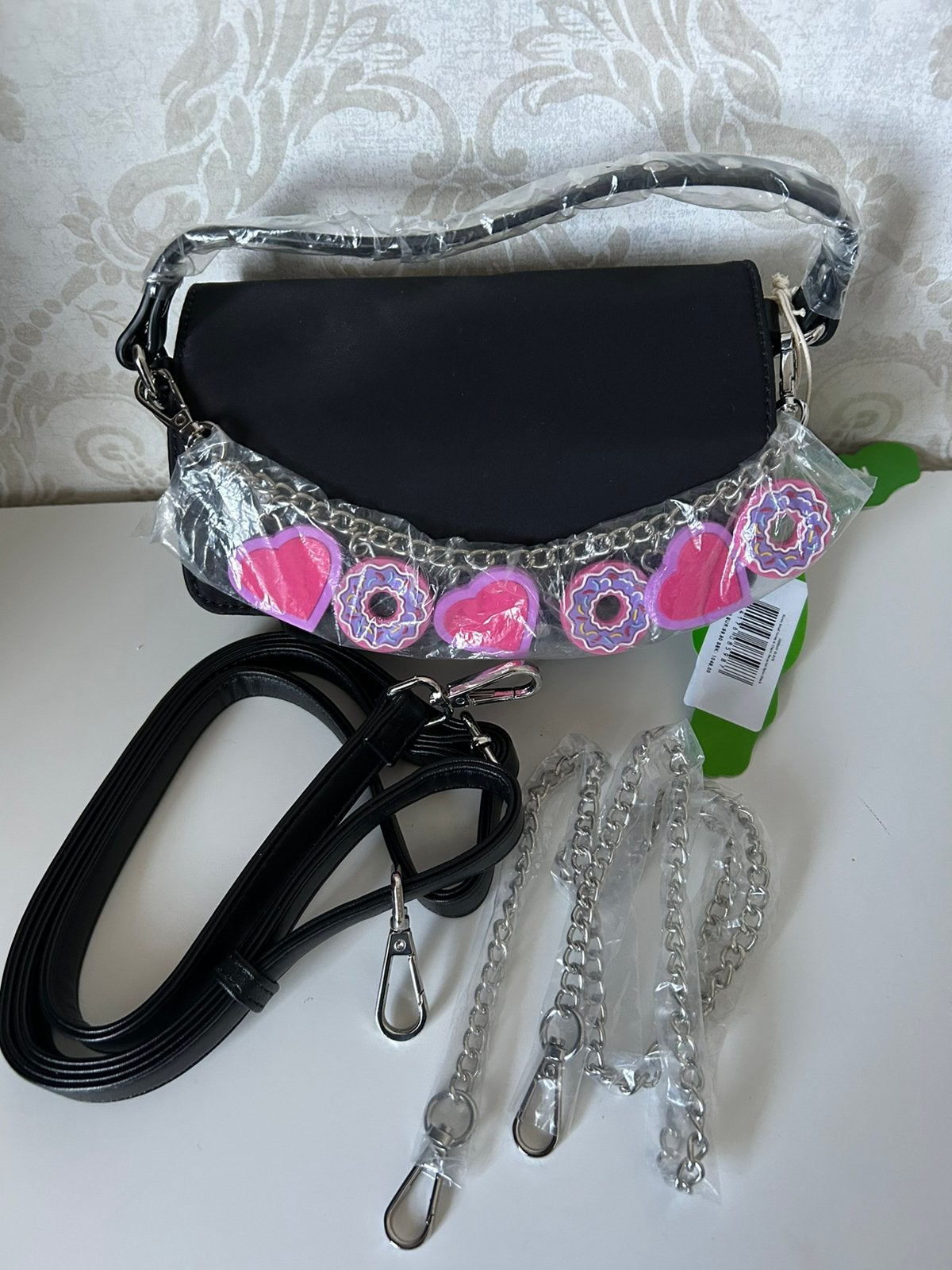 Nunoo Honey Charm Small handtas zwart met kettingen, Ophalen, Nieuw, Zwart, Overige merken