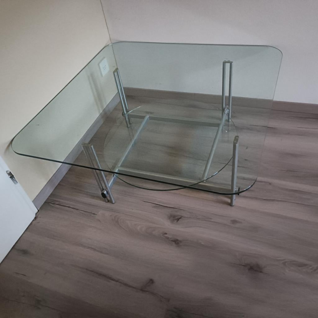 Glazen tafel, 100 tot 150 cm, Zo goed als nieuw, Minder dan 50 cm, Rechthoekig