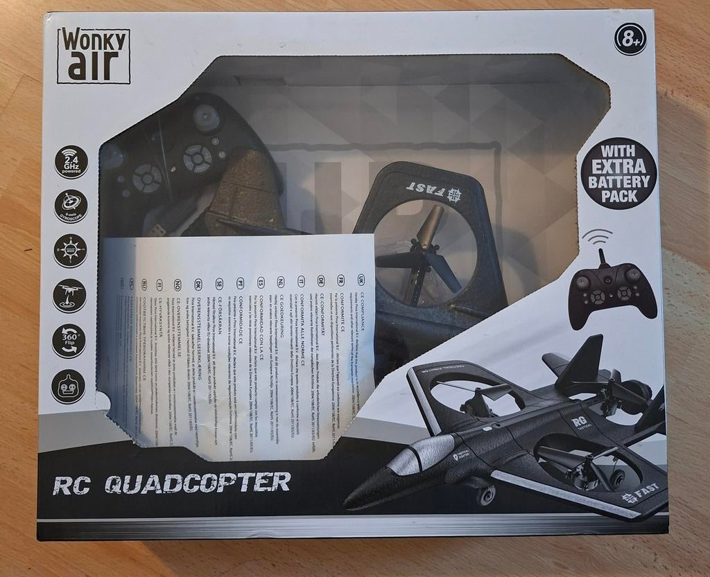 Wonky Monkey RC Quadcopter Drone - Jet Fighter - Zwart, Ophalen, Zo goed als nieuw, Overige typen