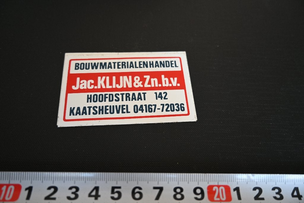 sticker kaatsheuvel bouwmaterialen JAC KLIJN & ZN BV, Verzamelen, Ophalen of Verzenden, Zo goed als nieuw