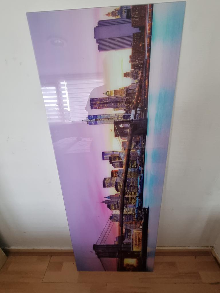 New York City Skyline Canvas Schilderij, Ophalen of Verzenden, Zo goed als nieuw, Schilderij, 75 cm of meer