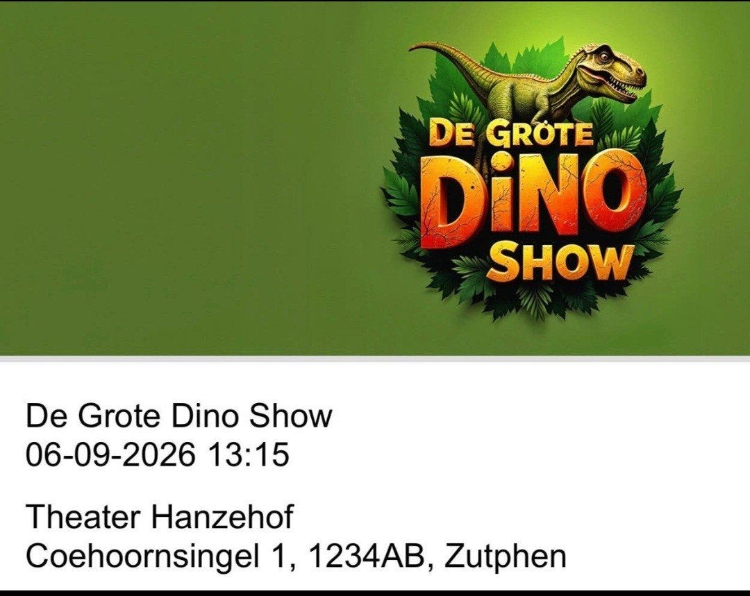 De Grote Dino Show 4 kaarten 1ste rij 06/09/2026, Drie personen of meer