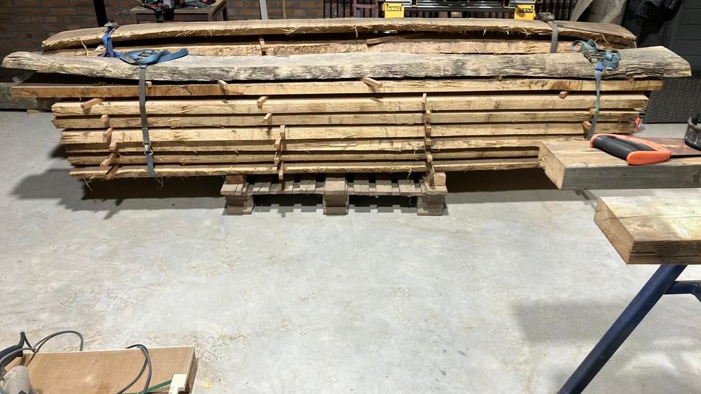 Te koop eiken schaaldelen, Ophalen of Verzenden, Zo goed als nieuw, 250 cm of meer, Planken