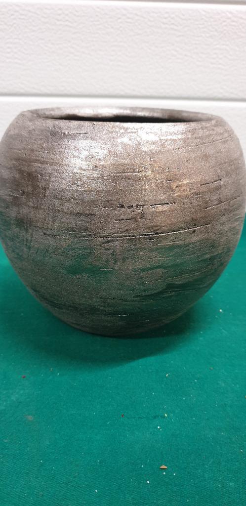 Bloempot rond grijs zilver, Ophalen of Verzenden, 'T Olde Gre-j, Info@toldegrej.nl, Endepoelstraat 20f Didam