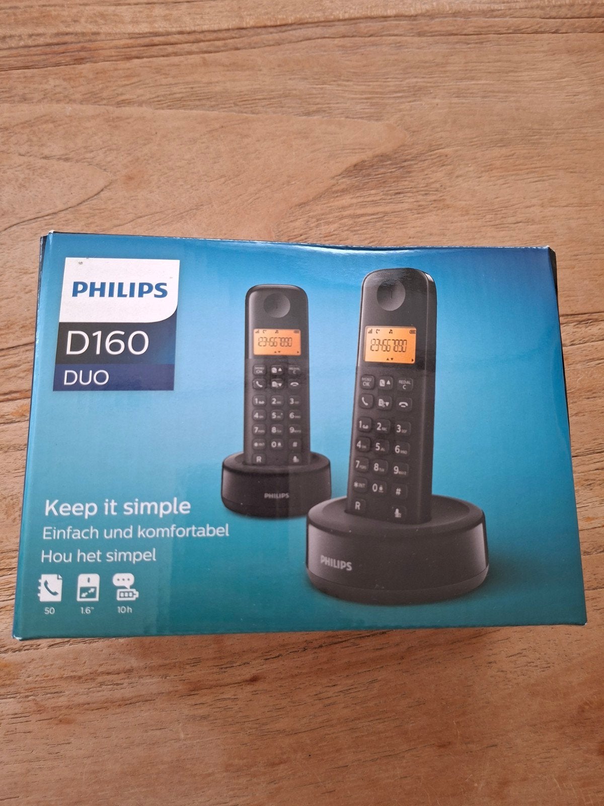 Philips D160 Duo Draadloze Telefoon - Nieuw in Doos, Telecommunicatie, Ophalen of Verzenden, Nieuw, 2 handsets, Stralingsarm