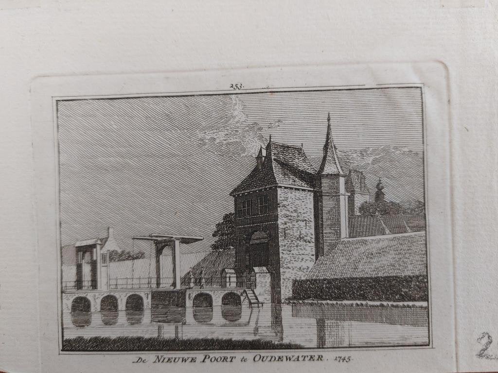 253 / De Nieuwe Poort te Oudewater Gravure H. Spilman, Antiek en Kunst, Ophalen of Verzenden