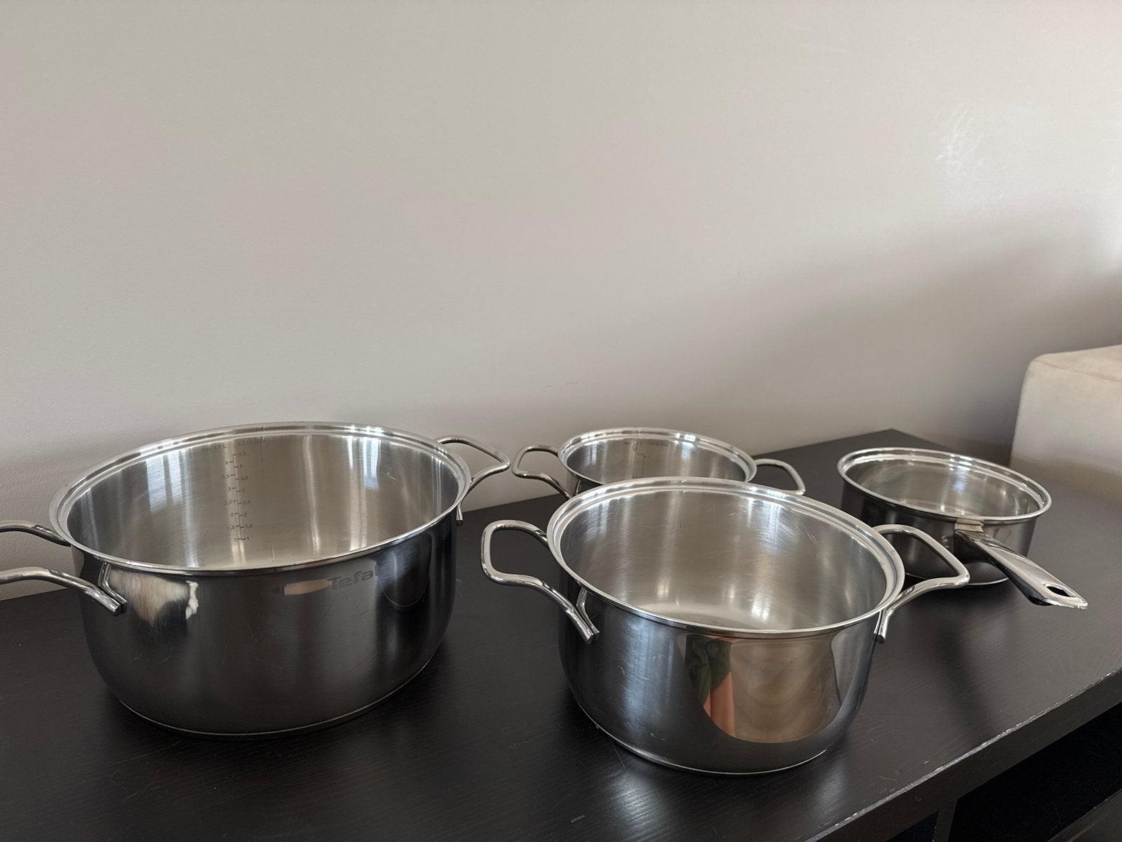 Tefal Pannenset - 4 pannen, Met handvatten, Pannenset, Ophalen of Verzenden, Rvs