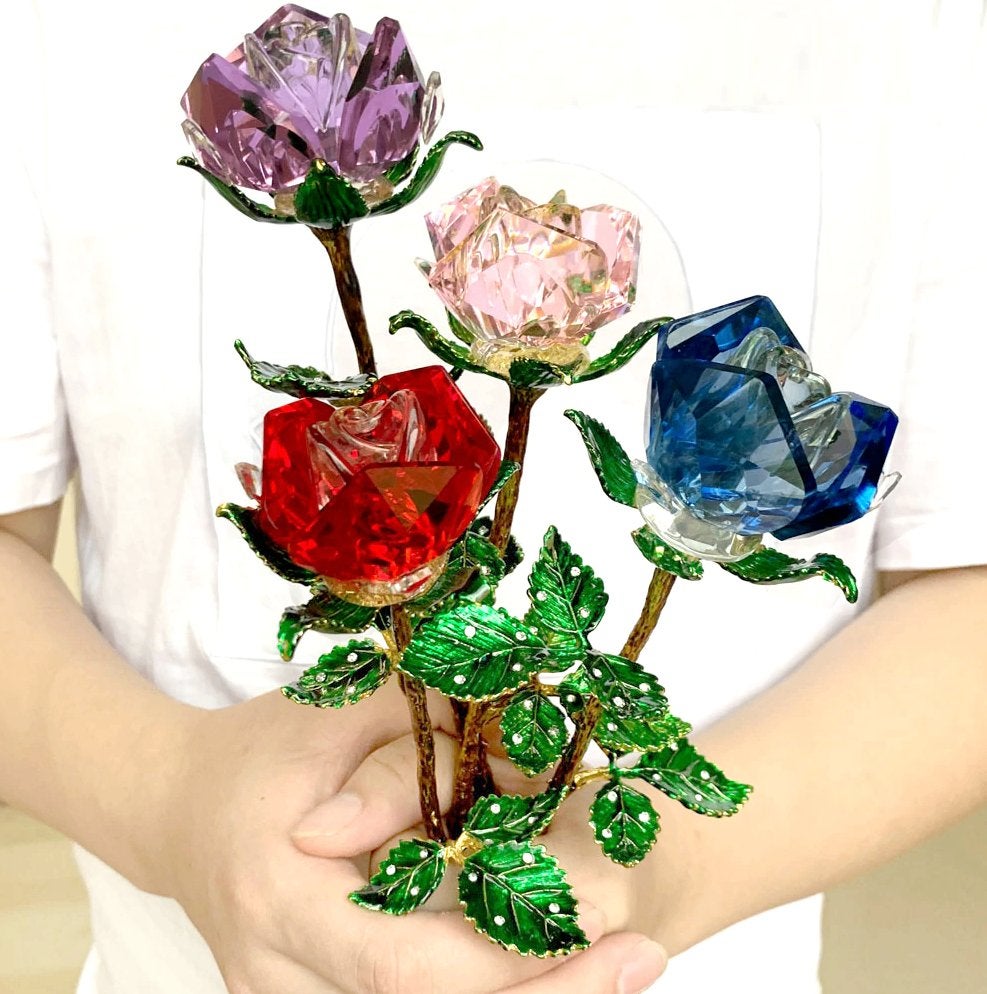 Kristallen Roos / Glas Bloem Beeld Kristal Glazen Sier, Verzenden, Nieuw