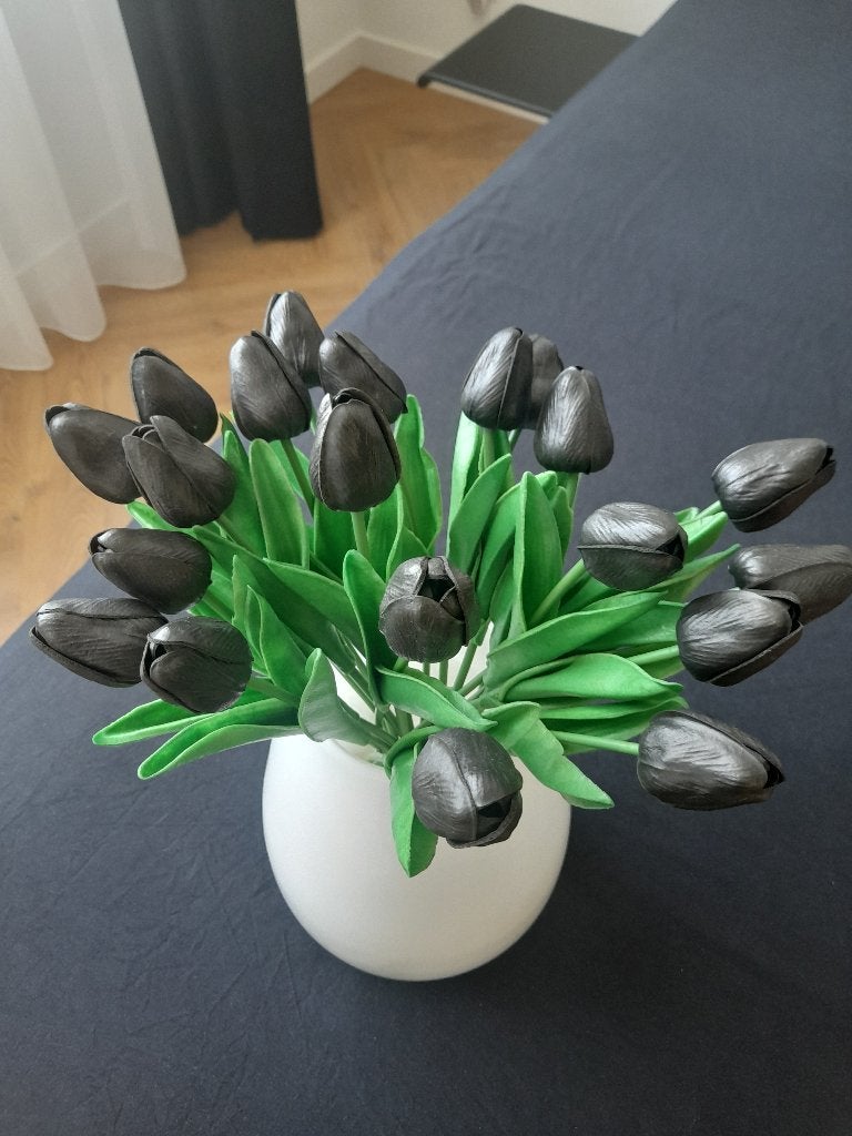 20 zwarte silicone tulpen, Ophalen of Verzenden, Zo goed als nieuw, Kunstbloem, Zwart
