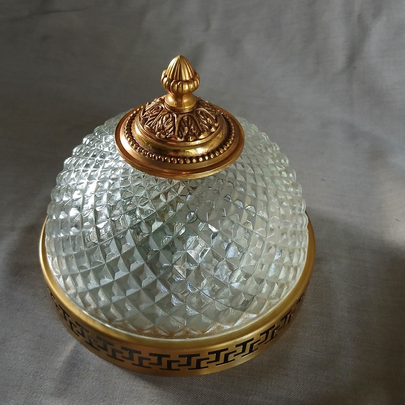 plafonnière, barok koper, messing en glas, Ophalen of Verzenden, Glas