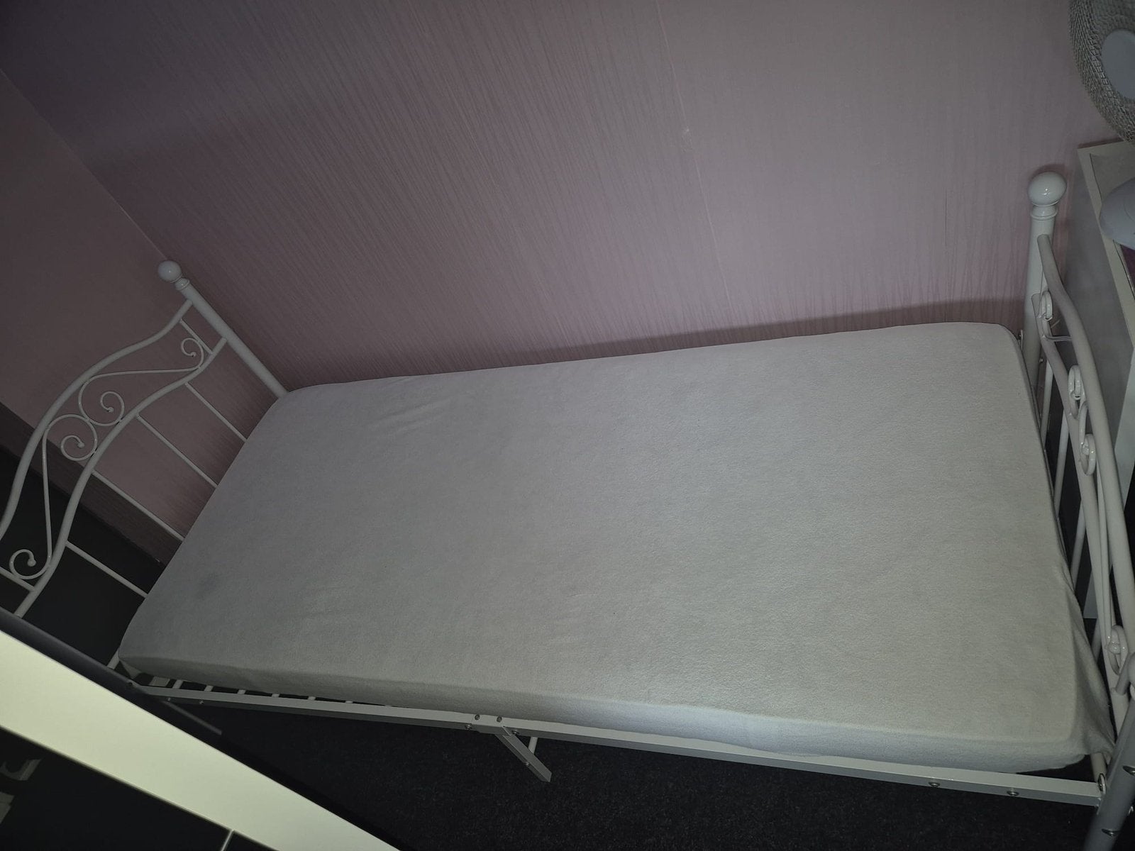 Eenpersoonsbed 90x200 met matras (hoes uitwasbaar), Ophalen, 90 cm, Eenpersoons, Wit