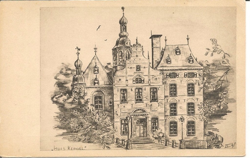 Ansichtkaart Huis Keppel - Tekening 1947, Ophalen of Verzenden, 1940 tot 1960, Ongelopen, Gelderland