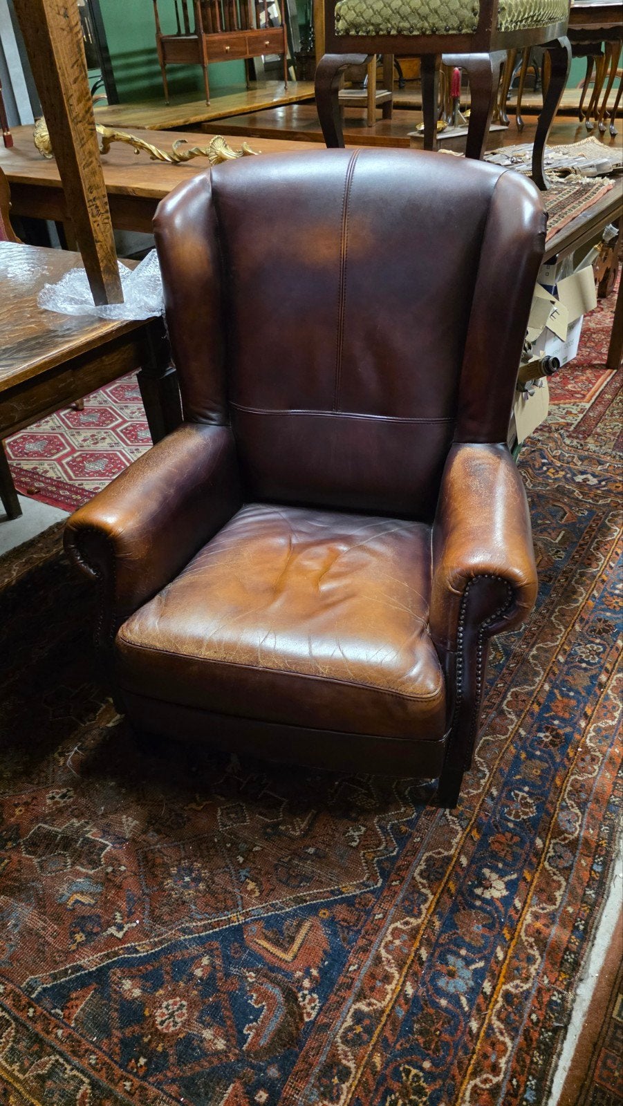 Lederen oorfauteuil