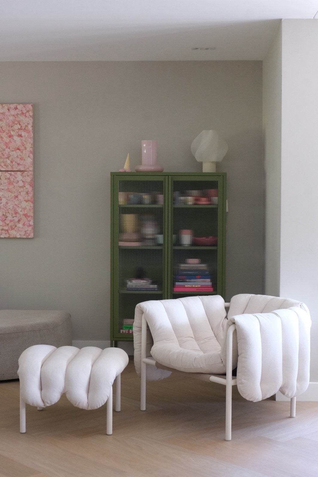 Puffy fauteuil met bijpassende poef van HEM design, Ophalen, Zo goed als nieuw, 75 tot 100 cm, 50 tot 75 cm
