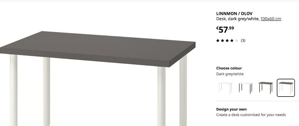 IKEA LINNMON/OLOV desk 100x60 — good condition, Ophalen, Zo goed als nieuw