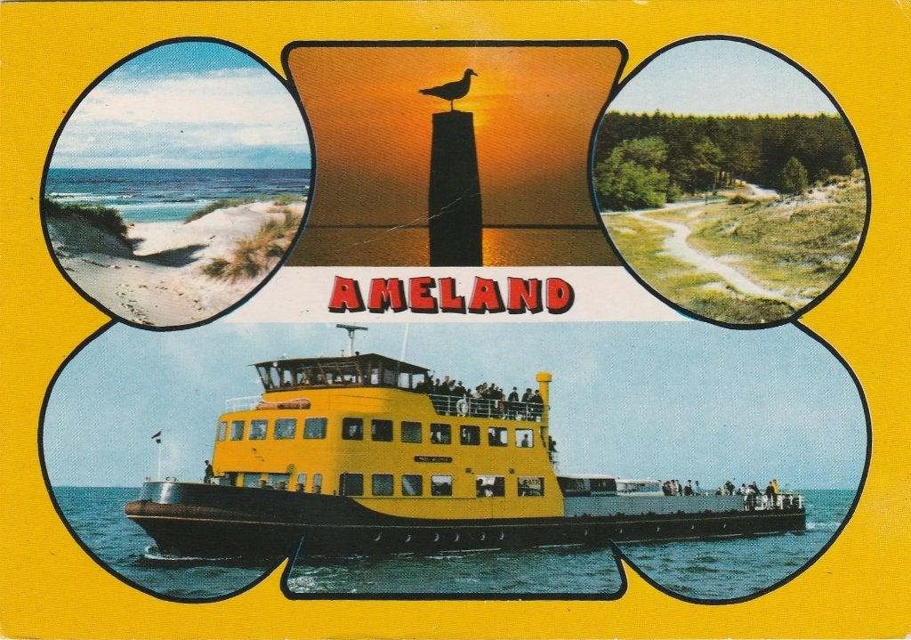 AMELAND Gele Veerboot, Verzamelen, Verzenden, 1960 tot 1980, Gelopen, Waddeneilanden