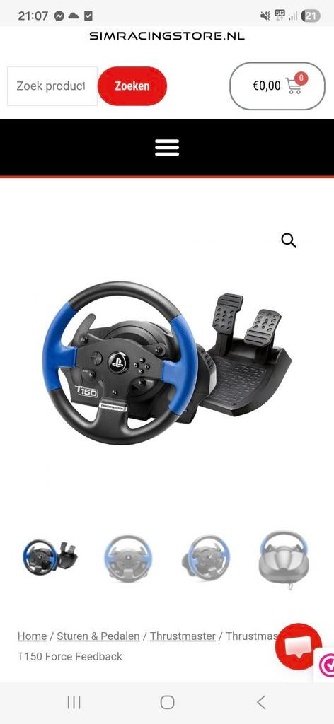 Thrustmaster T150 forcefeedback stuur, Ophalen of Verzenden, Zo goed als nieuw, Stuur of Pedalen, PlayStation 5