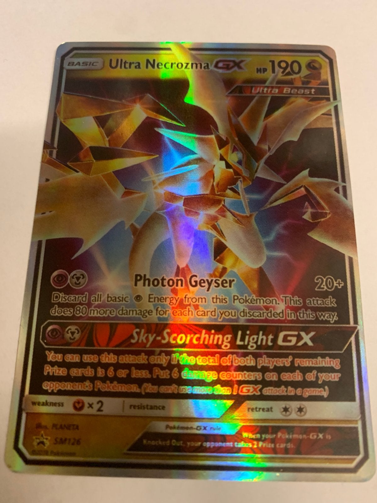 Pokémon Kaart Ultra Necrozma GX SM126 Full Art Foil, Ophalen of Verzenden, Zo goed als nieuw, Losse kaart, Foil