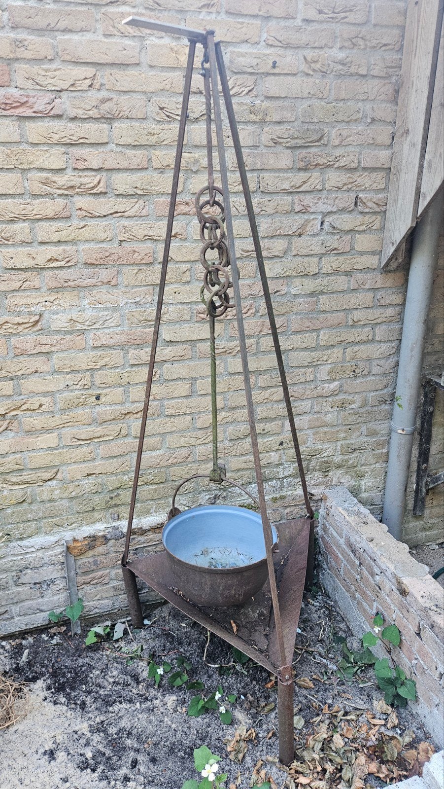 Driepoot / ketelkoken / hanggrill, Tuin en Terras, Ophalen, Gebruikt