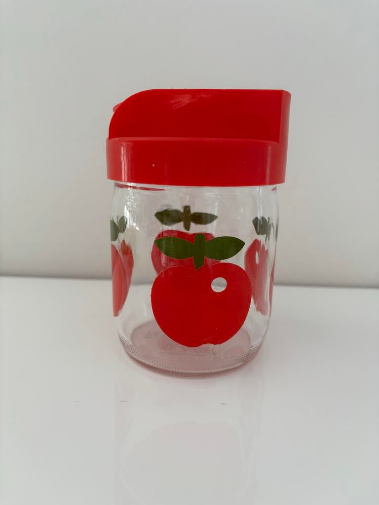 Vintage Glazen Suikerpot/Voorraadpot met Schenktuit - Rood, Gebruikt, Overige typen, Ophalen of Verzenden, Glas