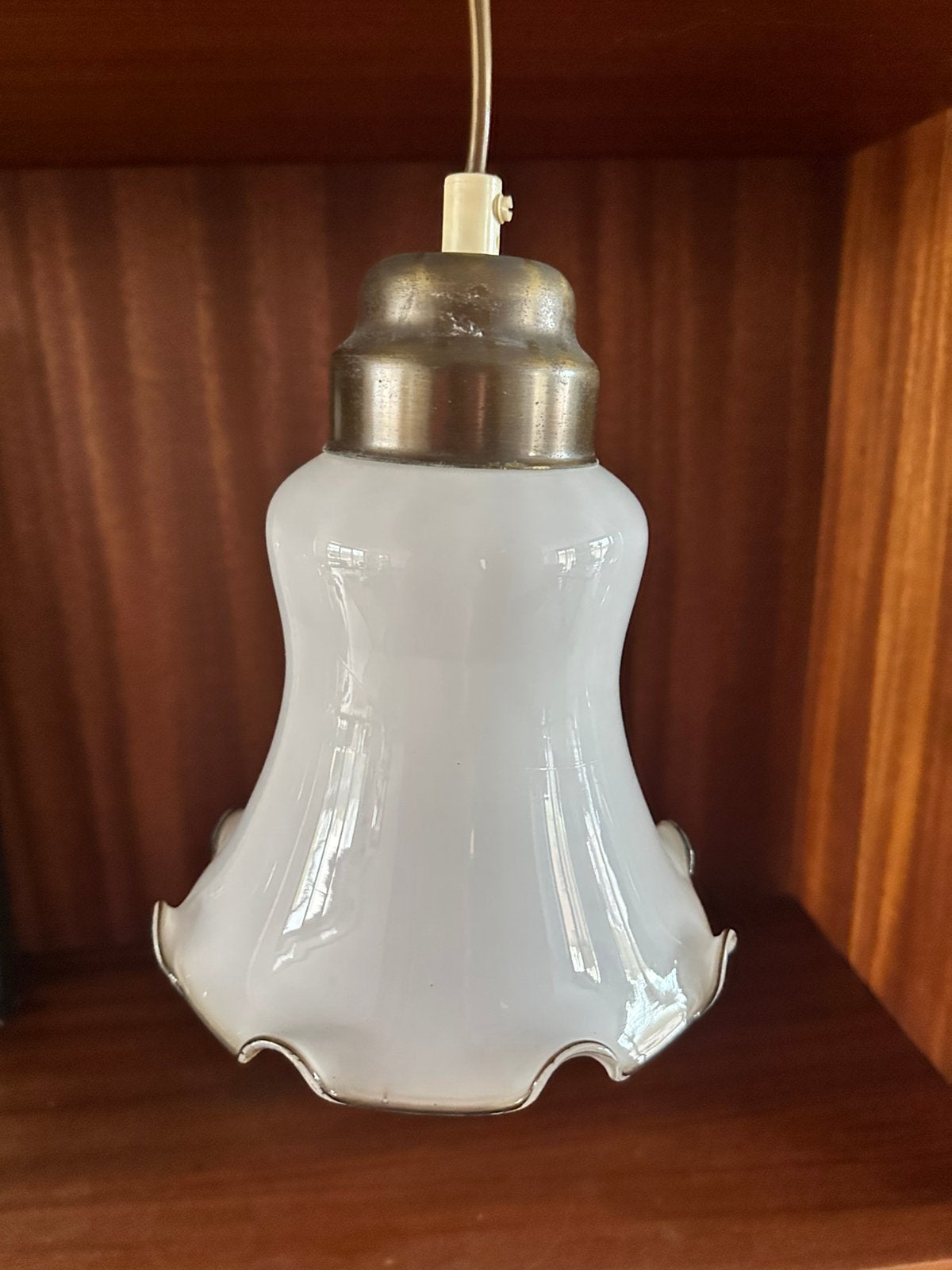 Vintage jaren 70 glazen hanglampje, Antiek en Kunst, Antiek | Lampen, Ophalen of Verzenden
