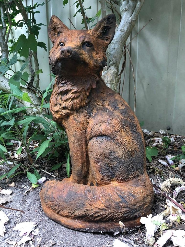 Vos, stenen beeld, vos dierfiguren, vos tuinbeelden., Dierenbeeld, Steen, ., Ophalen of Verzenden