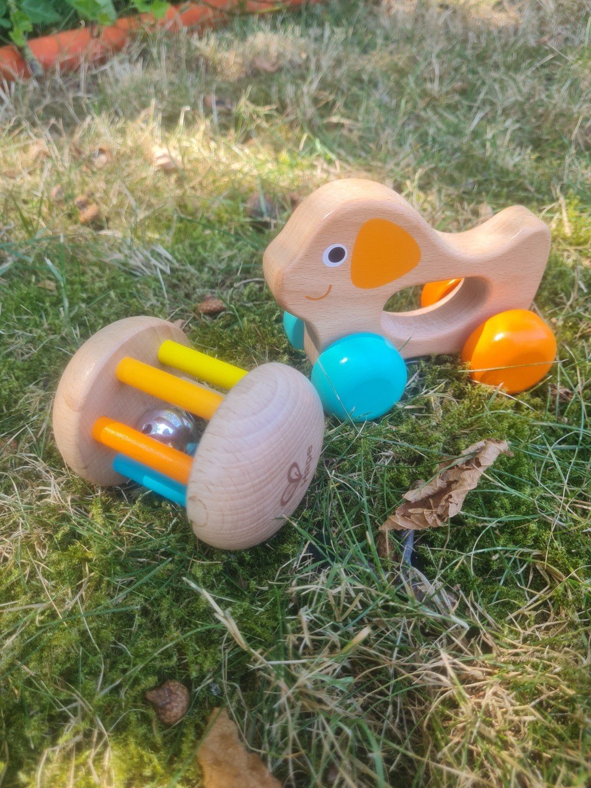Hape houten speelgoed setje - Zo goed als nieuw, Ophalen, Zo goed als nieuw, Rammelaar, Met geluid