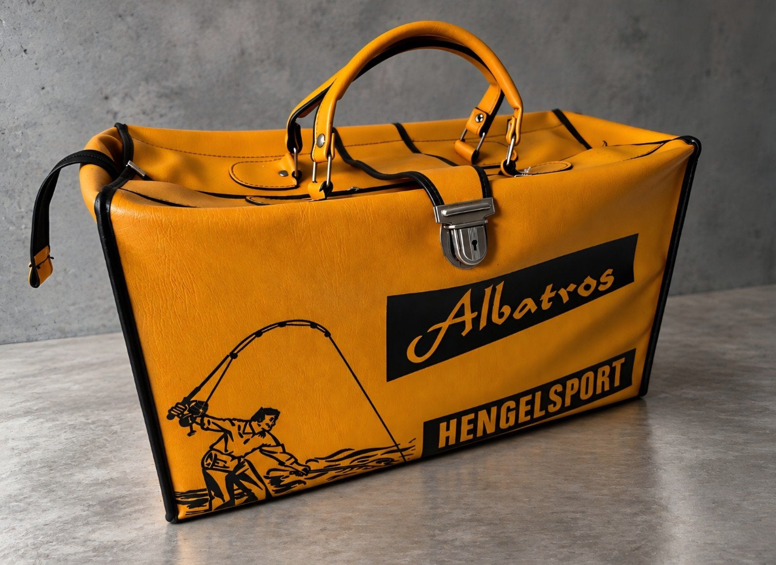 oude klassieke leren vistas ALBATROS geel,

in mooie staat,, Ophalen of Verzenden, Gebruikt, Koffer of Tas