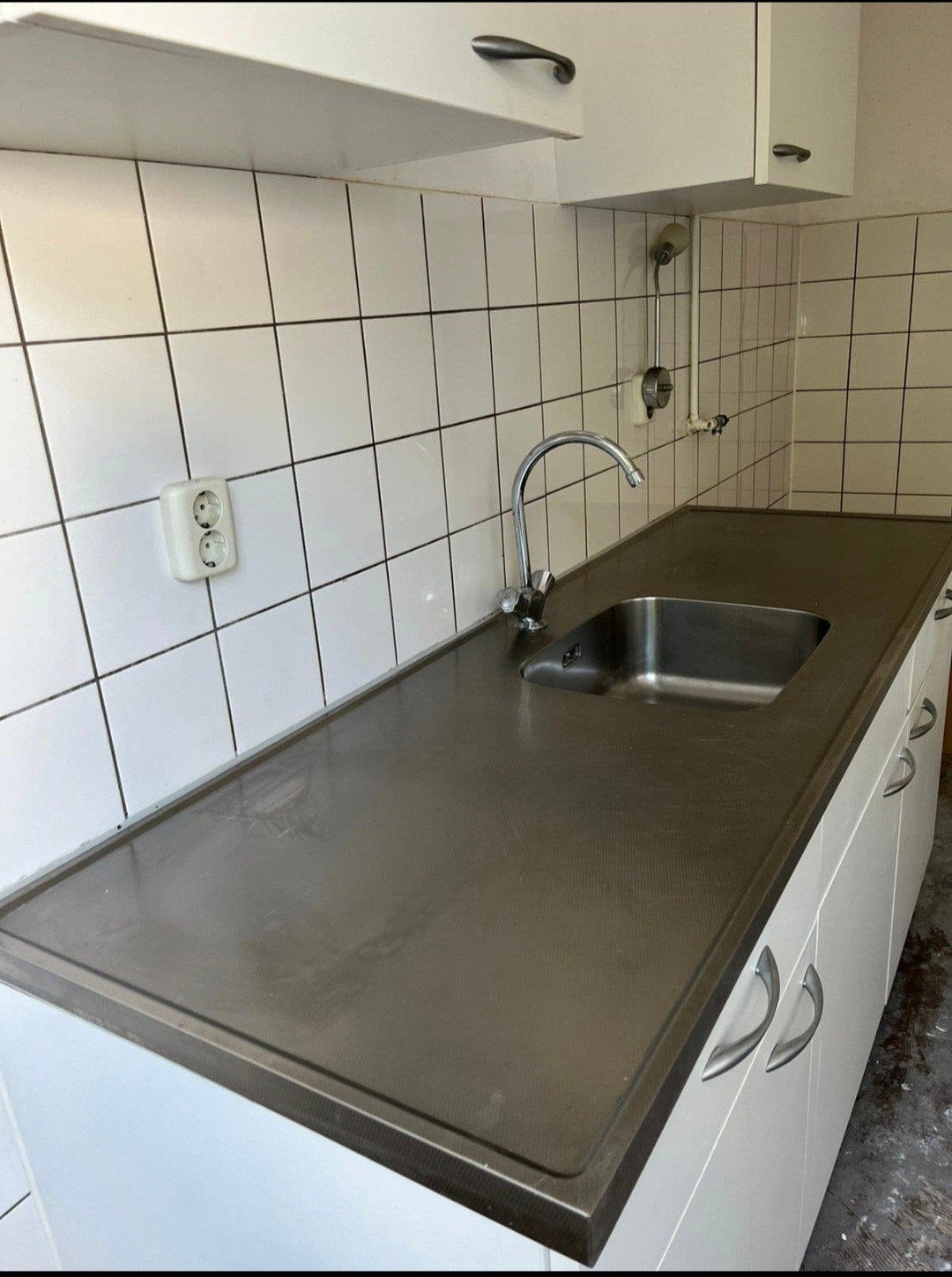 Rvs aanrechtblad inc mengkraan en sifon, Ophalen, Gebruikt