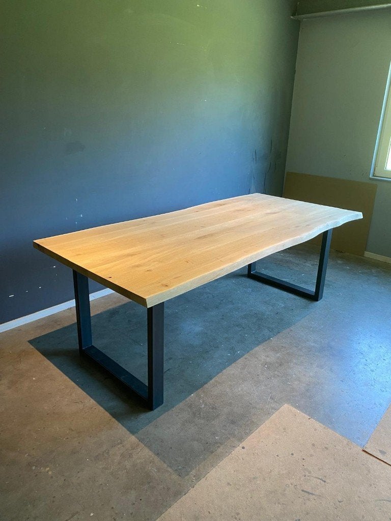 Eiken boomstam eettafel 220 x 105 cm, Ophalen, 50 tot 100 cm, Rechthoekig, Nieuw