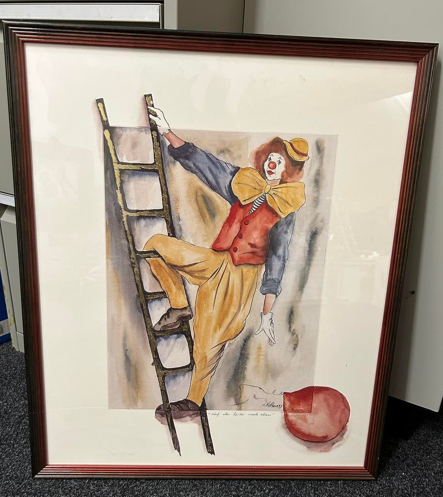 kunstwerk Clown van de kunstenaar Sigrid Netthorn, Antiek en Kunst, Kunst | Schilderijen | Klassiek, Ophalen