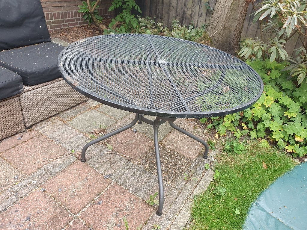 Kwaliteit tuintafel groen ca. Ø 100 cm rond, Tuin en Terras, Ophalen, Gebruikt, Rond, Metaal