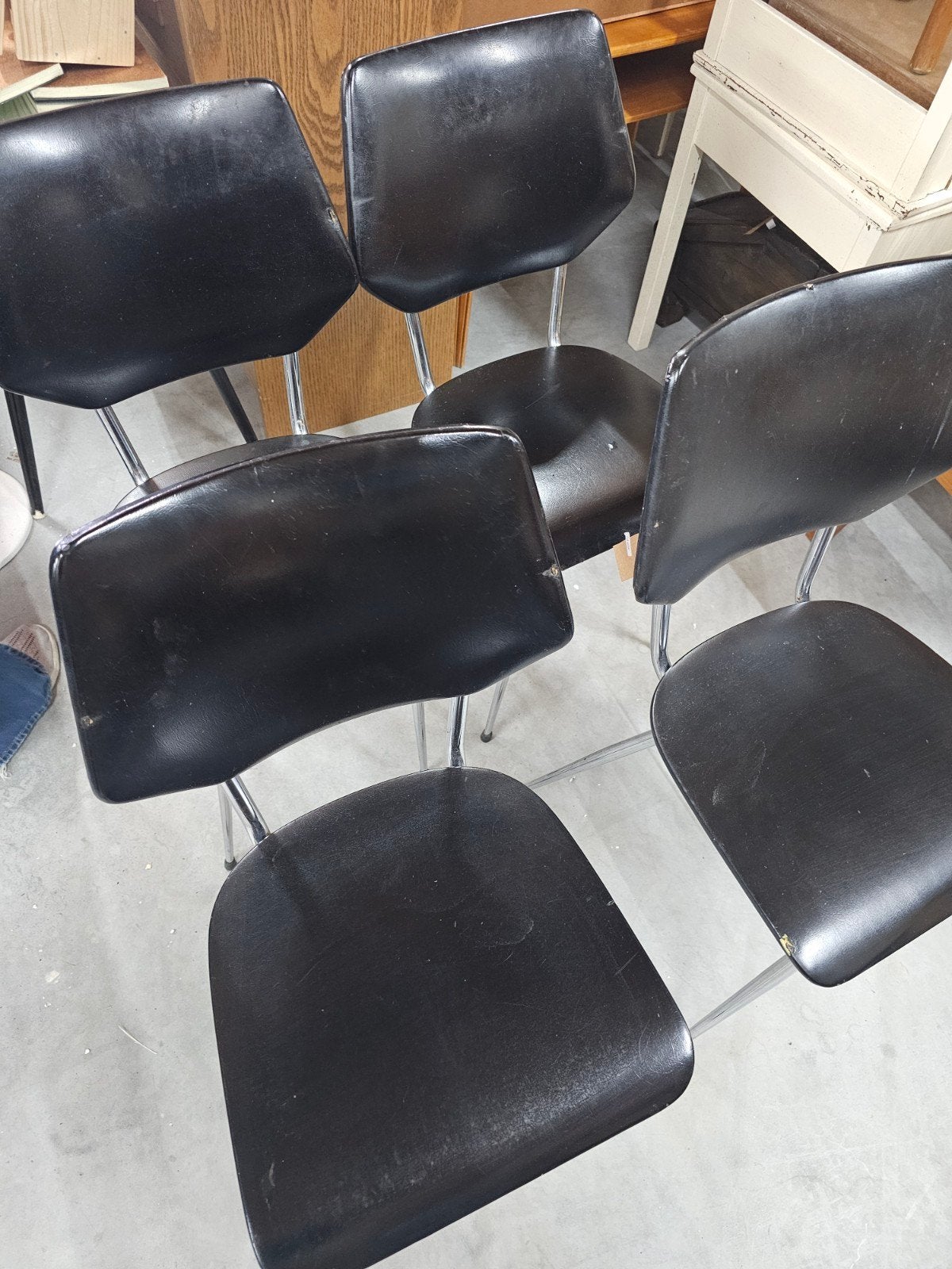 set van 4 vintage buisstoelen jaren 60/70, Zwart, Ophalen of Verzenden, Vier, Nb