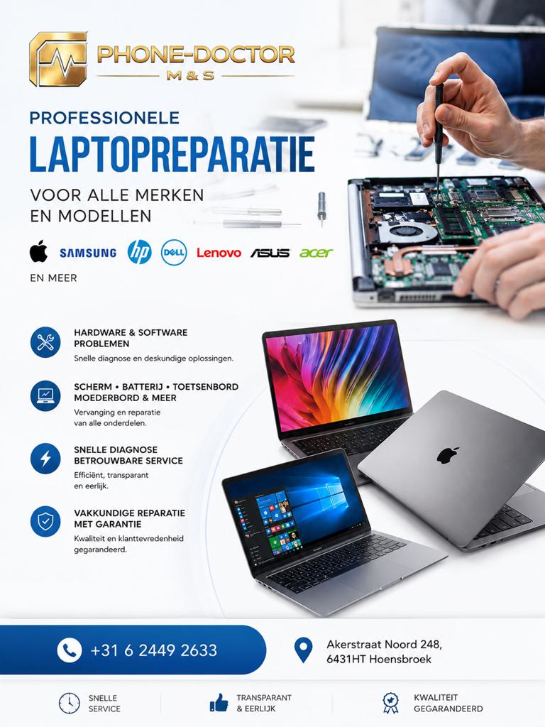 Professionele laptopreparatie, Computers en Software, Windows Laptops, 2 tot 3 Ghz, 15 inch, Ophalen of Verzenden, Zo goed als nieuw